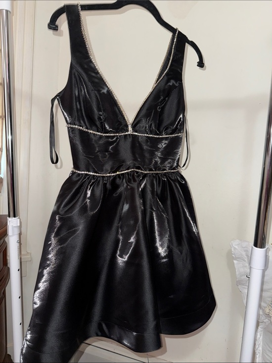 B Darlin Dresses & Skirts - B Darlin Black Satin Mini Dress with Crystal Trim